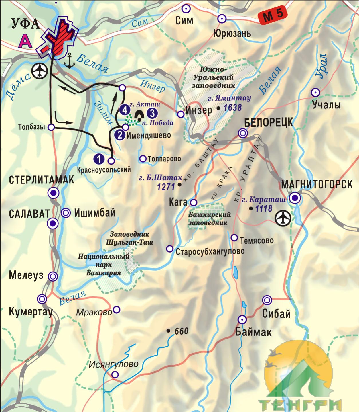Схема конного маршрута 'Зилимский конный'